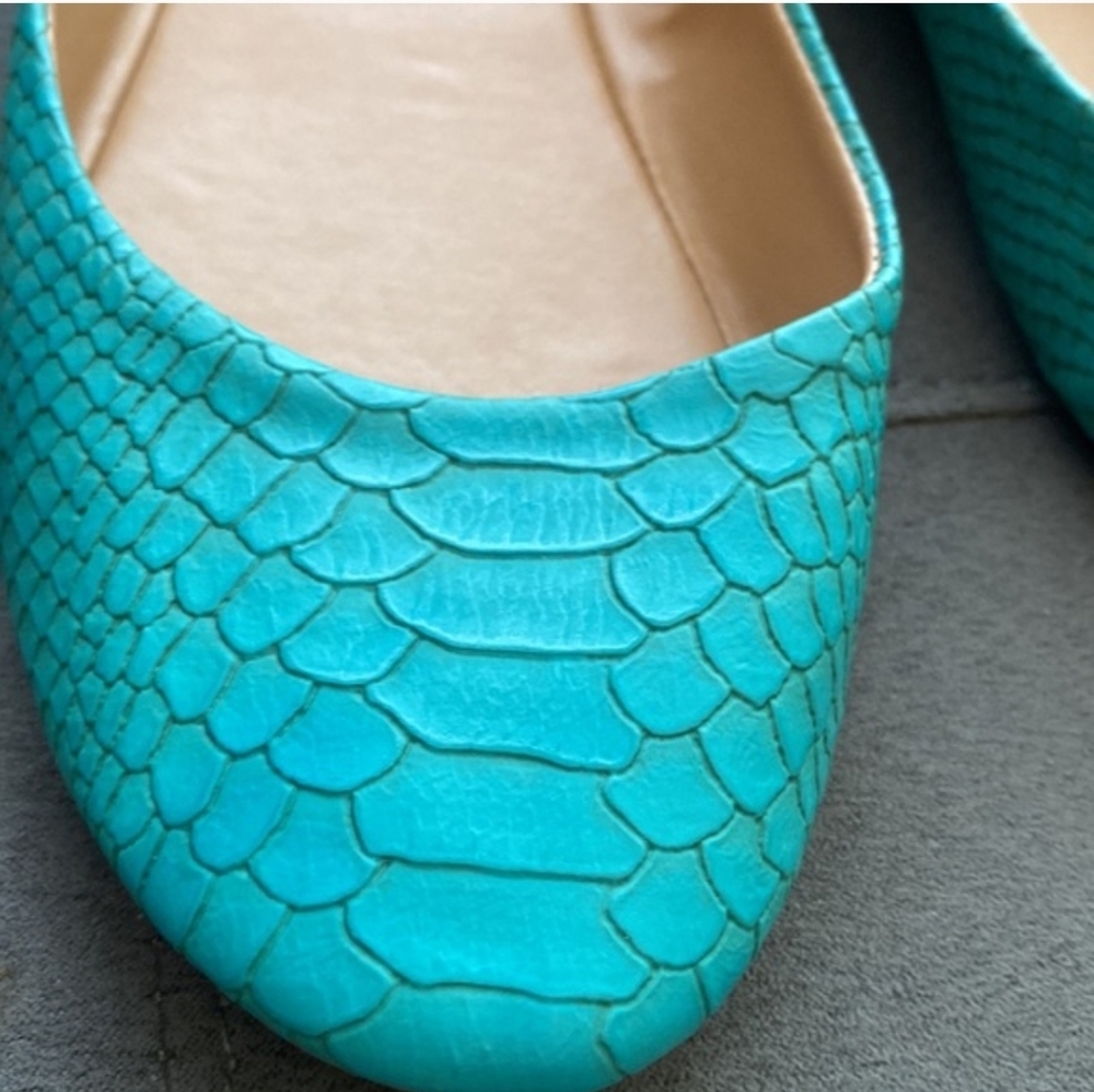 Mix No. 6 Teal Snake-Embossed Ballet Flats - Picture 8 of 10